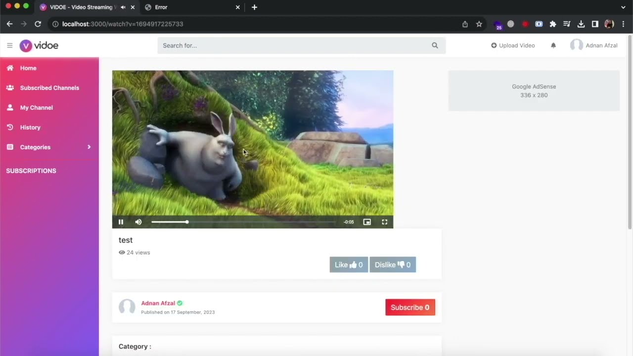 Video Streaming Web App - Node.js, MongoDB